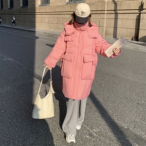 现货-2023年冬季90白鸭绒中长款羽绒服外套女图片
