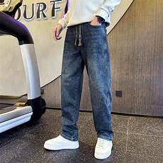加绒加厚牛仔裤秋冬新款男士宽松直筒裤高品质长裤901N33加绒P68，男装牛仔裤，星座901
