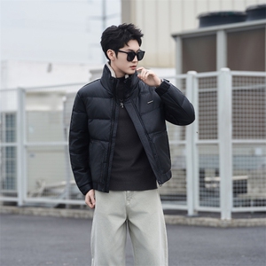 7158-M-4XL-P210-标50绒社会小伙男士休闲毛领可拆卸皮质羽绒服