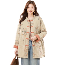2025冬装新款修身保暖时尚菱形格连帽个性女士棉服外套，女装棉衣/棉服，江忆布依