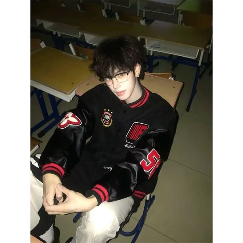 现货DJK18-批65秋冬新款美式重磅棒球服外套字母刺绣外套,女装短外套,星座603-2