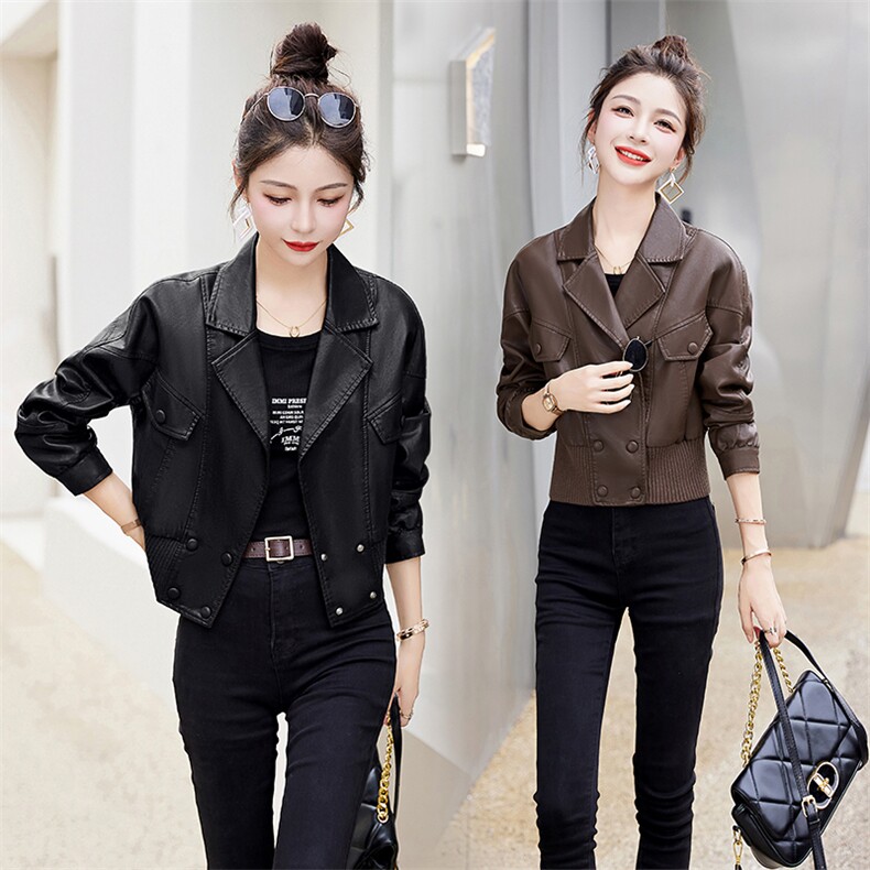海宁真皮皮衣女短款2024年春秋季新款女士小个子爆款时尚机车外套，女装皮衣，臻衣坊