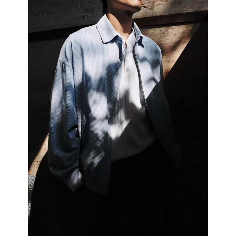 WE2003-P64欧若风蓝白条纹翻领外套,女装短外套,电商B323A