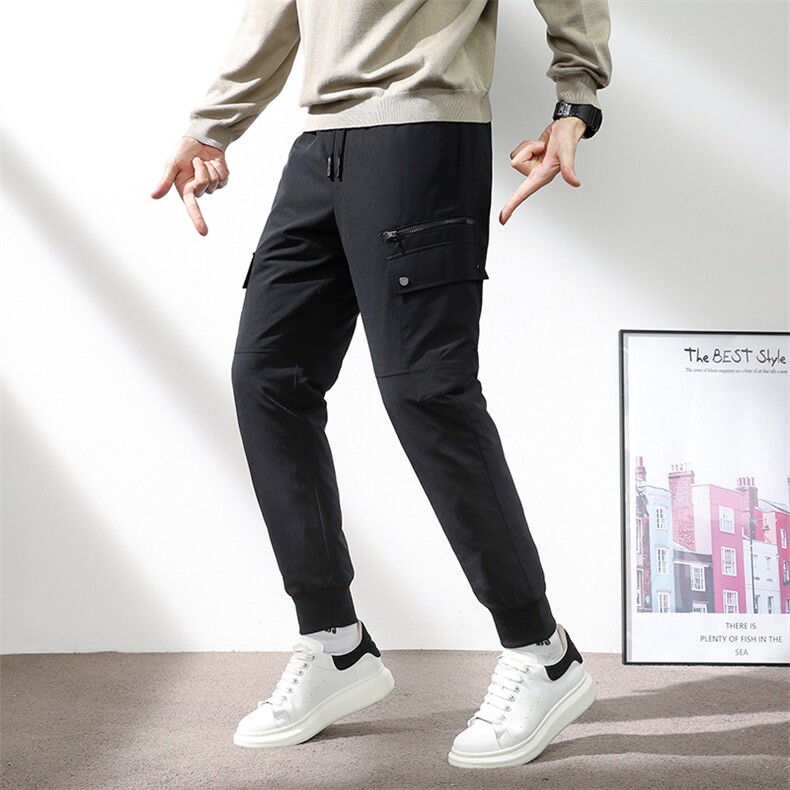 男士加厚保暖羽绒裤中年冬季新款商务休闲白鸭绒外穿长裤子爸爸装，男装棉裤，电商B212（原钱塘6029）