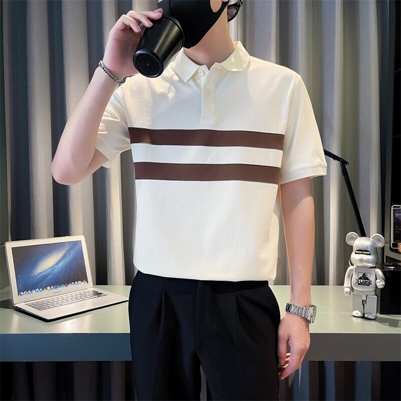 2025夏季新款社会小伙拼色polo衫男短袖T恤TX07P58控78,男装Polo衫,电商B276A