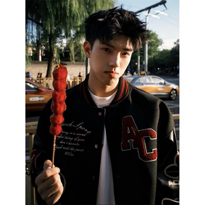 706-1-JK1008-P65  特P  现货  秋季美式复古刺绣棒球服夹克外套图片