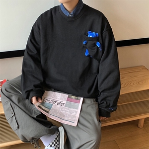 2025港风刺绣字母小熊卫衣男大码M-5XL情侣潮卫衣WY8745P60控88图片