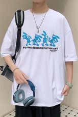 得物抖音40支双纱高品质港风印花半袖纯棉短袖T恤男女T7229-P40，男装T恤，电商A441-1