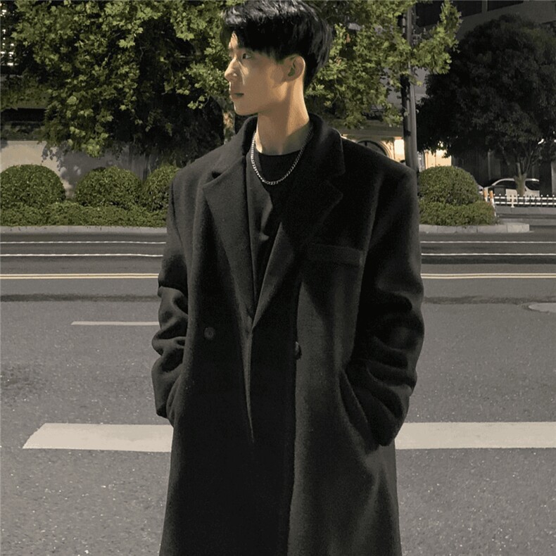 现货秋冬毛呢大衣中长款高个子妮子大衣F221薄款P85加棉P95，男装毛呢大衣，星座417-3