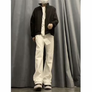 白色牛仔裤男cleanfit微喇裤子KZBNZ01-P53图片