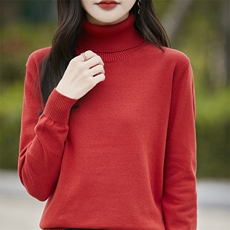 2025新款100纯棉线高翻领针织打底衫女套头长袖毛衣宽松内搭上衣，女装针织衫/毛衣，斯美雅电商供货