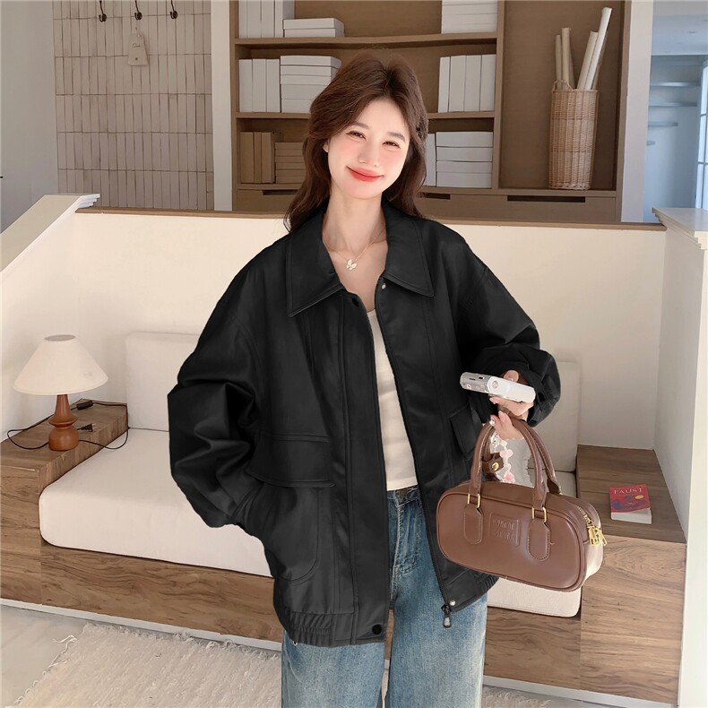 【新品】两色皮衣外套W676P175K288,女装短外套,2C209