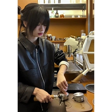 网图有货霜冻裂千鸟格外套男翻领短款pu猎装皮衣夹克A203-P95，男装夹克，星座1505