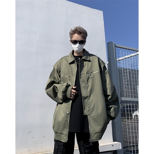 F169-P58 美式高街翻领工装上衣外套男春季新款潮牌ins飞行员夹克图片