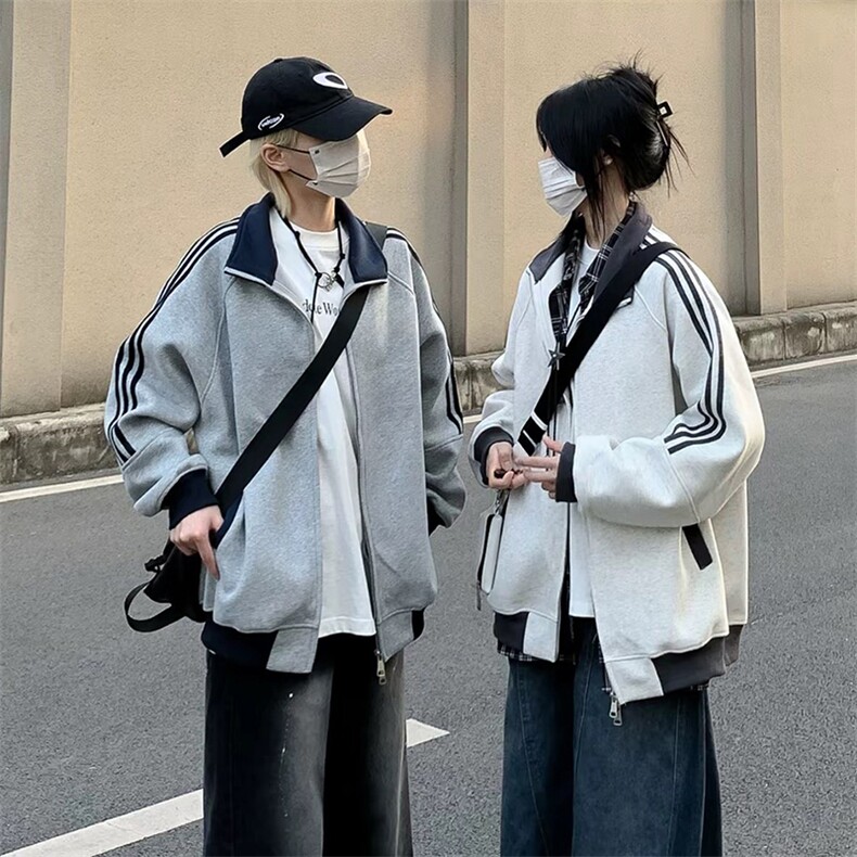 抖音得物高品质美式高街重磅结构设计拼接织带立领卫衣外套CM42,男装卫衣,电商A486