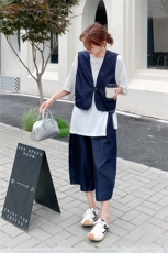休闲减龄牛仔马甲阔腿裤套装女夏季2025新款ootd穿搭小个子两件套，女装套装/套裙，2C271