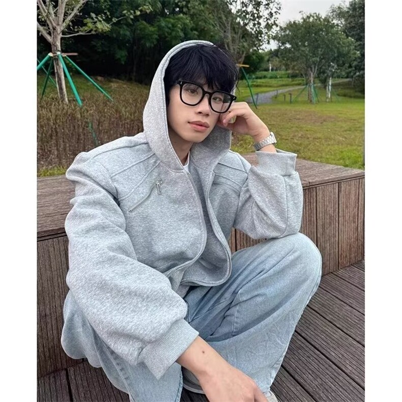 K2640-P65春季男款太空棉连帽重磅开衫卫衣,男装卫衣,电商B323A
