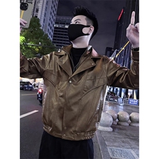 西装领皮衣外套男春秋款韩版潮流修身痞帅精神小伙机车男士皮夹克，男装夹克，星座506A