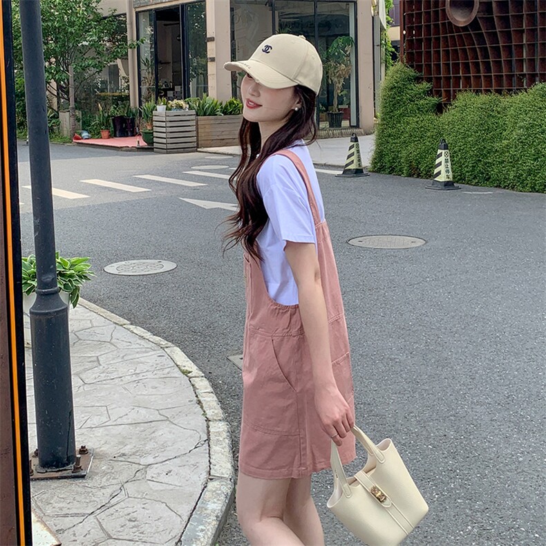 《现货已出》T恤+宽松休闲背带裤两件套套装,女装套装/套裙,MQ