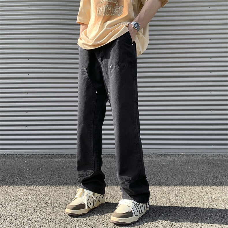 夏季美式高街vibe铆钉伐木裤男款宽松直筒休闲工装裤D0987P55,男装工装外套,电商D325