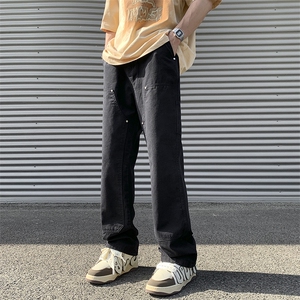 夏季美式高街vibe铆钉伐木裤男款宽松直筒休闲工装裤D0987  P55图片
