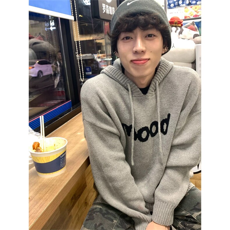 网图有货品质针织情侣宽松美式复古套头连帽毛衣男女A1049-P56，男装针织衫/毛衣，星座1505