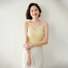 优雅气质女士吊带背心简约百搭显瘦针织上衣，女装背心吊带，迎冬羊绒