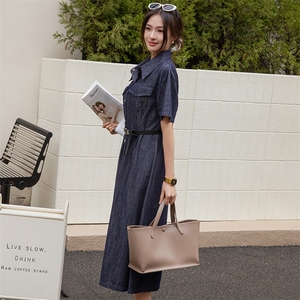 BAO款主推商场同款2025夏季新蓝色宽松显瘦牛仔衬衫显高连衣裙女图片