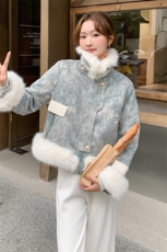 冬季新款韩版宽松显瘦毛领短外套女装时尚百搭保暖棉服，女装短外套，灵力轩