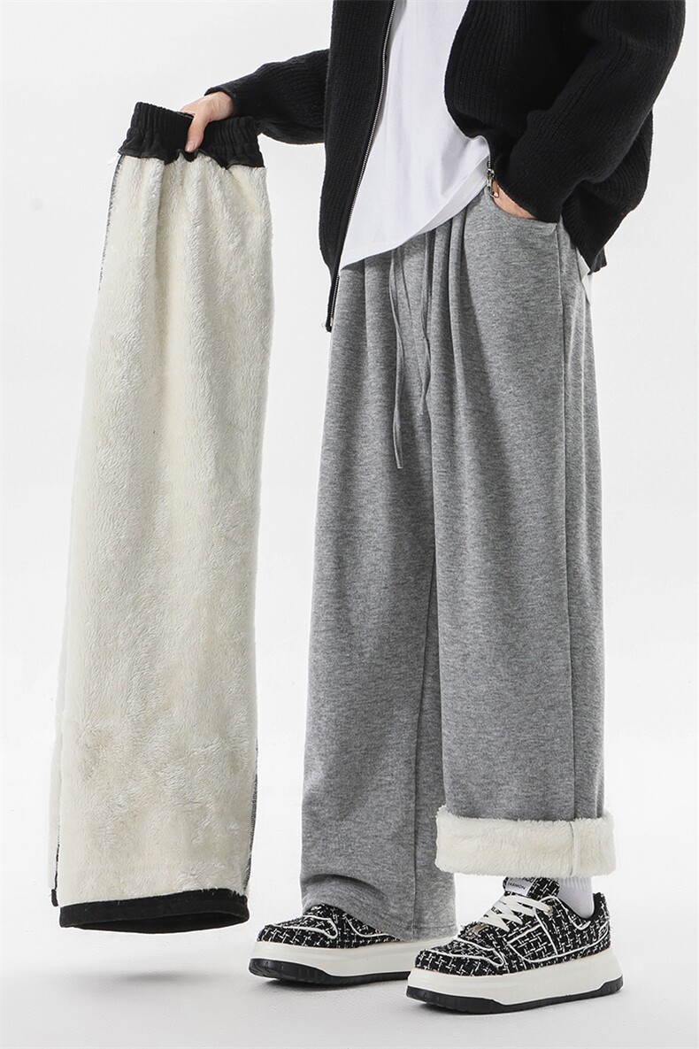 8XL-M特大码工装加绒裤男纯色宽松裤卫裤休闲基础款K995P65,男装休闲裤,电商D206-1