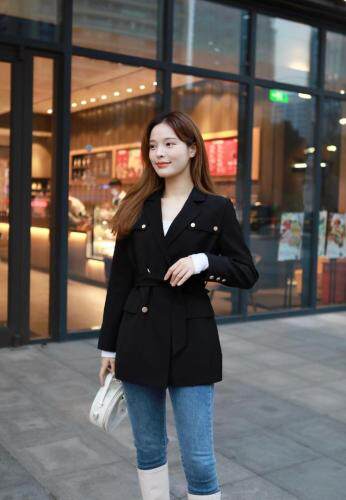 2021春款定制金属纽扣西装外套，女装西装，红雀纺