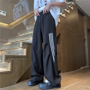 抖音品质夏季新款薄款透气条纹宽松冰丝裤B315-K24231-特P40控78图片