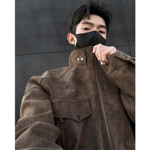 JK61-P86 cleanfit美式皮衣外套男春秋款潮牌立领麂皮绒夹克工装图片