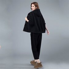 2021秋冬新款宽松时尚休闲套装女大码显瘦连帽两件套，女装套装/套裙，叶笙衣