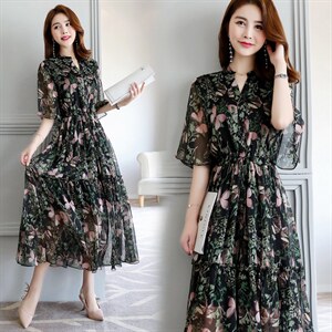 方领收腰连衣裙女夏季2025新款高腰显瘦a字短裙胖mm大码，女装连衣裙，木橙西子