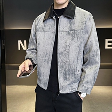 标50白鸭绒羽绒服男拼皮翻领潮款上衣休闲外套B317/2533/P195，男装羽绒服，电商B317