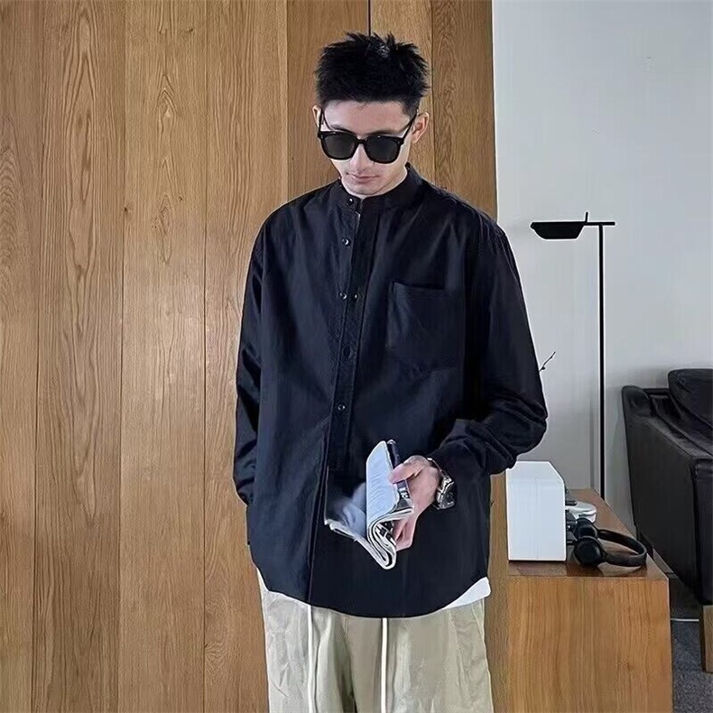 衬衫潮2025春韩版潮流商务休闲正装小立领白衬衣长袖外套csc01p45,男装衬衫,电商D256-2(原A064-2)