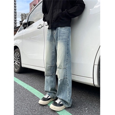 美式复古宽松解构廓行褶皱牛仔裤1XZ502-K779-P55，男装牛仔裤，星座502
