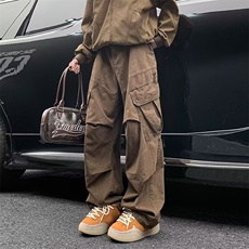 美式工装裤男高级感阔腿长裤子复古宽松直筒嘻哈休闲裤WLJ399-P55，男装工装外套，星座1008