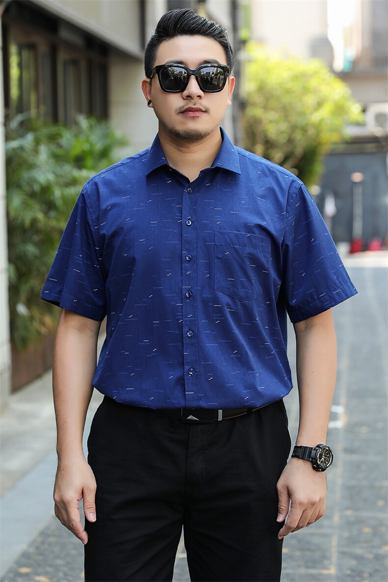 大码男装休闲衬衣男半袖寸衫潮胖子加肥大号宽松短袖衬衫1412,男装衬衫,星座802