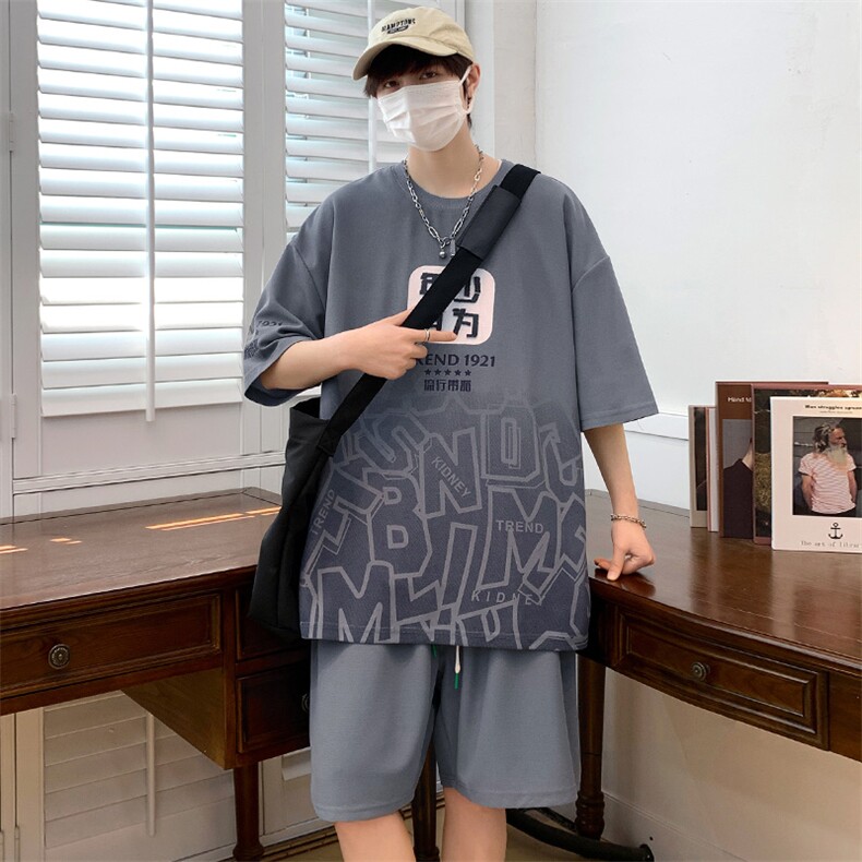 夏上新学生潮创意毛巾绣半袖套装印花短裤T恤男女6639-P60控价88,男装T恤,电商A441-1