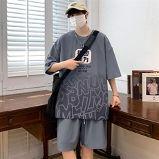 夏上新学生潮创意毛巾绣半袖套装印花短裤T恤男女6639-P60控价88，男装T恤，电商A441-1