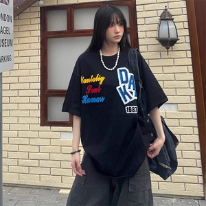 万针全刺绣工艺抖音得物高品质260克重磅纯棉双纱美式高街短袖T恤图片