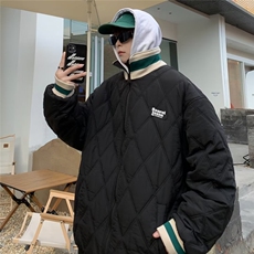菱格棉服男冬季潮牌ins宽松加厚棒球服外套WM82P68，男装棉衣，星座1116-2