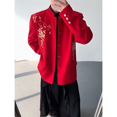 网络图现货复古红色中山装演出服男士贴花年会民族服装JFC24-P80，男装民族服装，星座715-7
