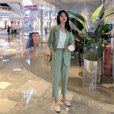 西装套装女2021年夏装新款韩版时尚气质洋气小香风休闲西服两件套，女装套装/套裙，雅佳俏