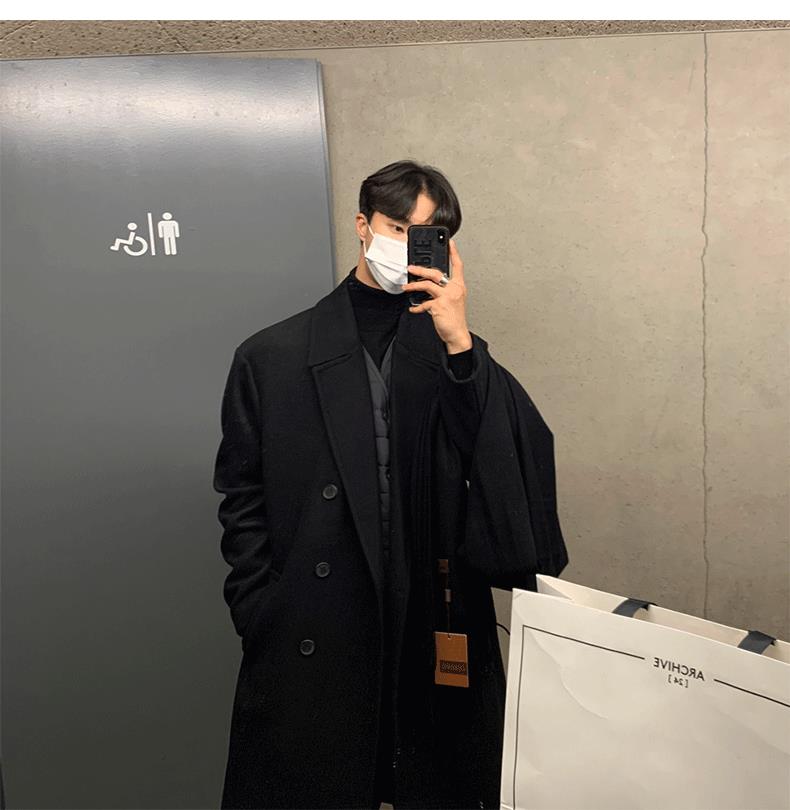 2025新款毛呢大衣男中长款韩版宽松冬季加厚非双面羊绒呢子外套潮,男装毛呢大衣,星座710