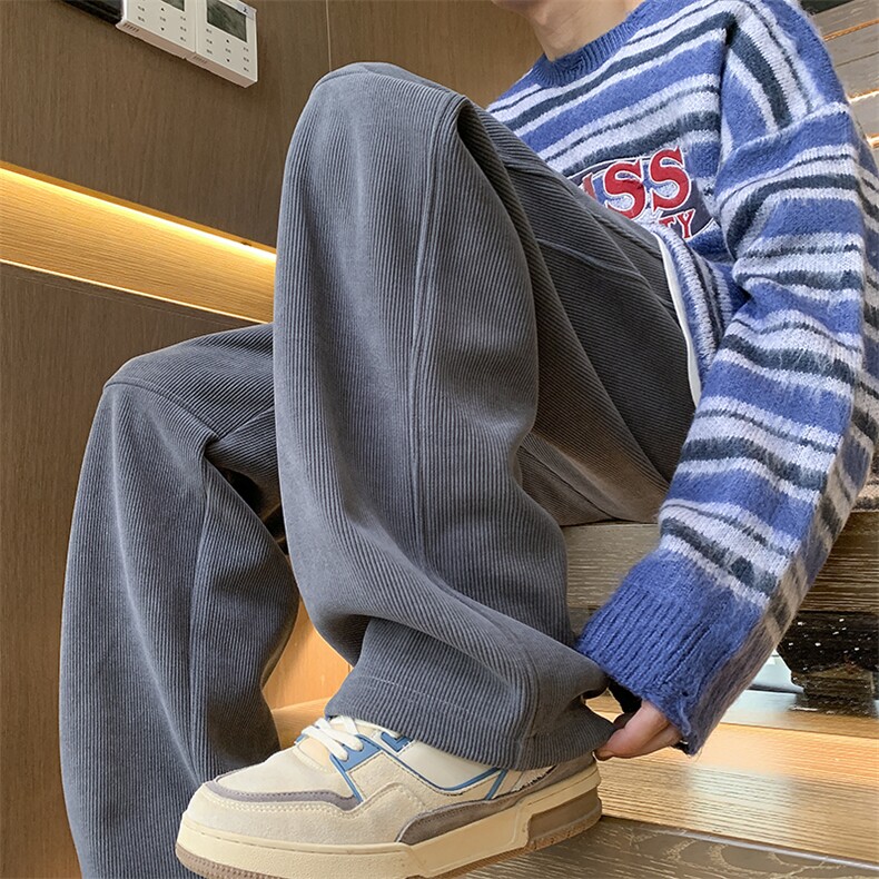 秋冬新款灯芯绒拼接直筒休闲裤大码M~5XL XZ604-KG66-P45控58图片