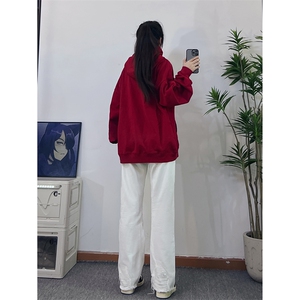 美式vibe亚比风裤子男春秋潮牌ins白色破洞牛仔裤高街痞帅直筒裤图片