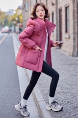 羽绒服女中长款2025冬季新款女装时尚气质连帽白鸭绒外套潮！现货，女装羽绒服，慧尚依恋